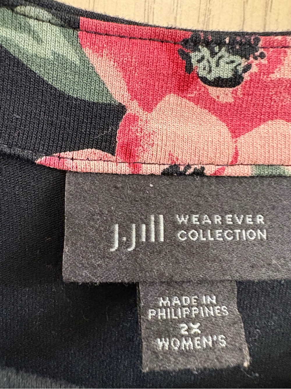 J. Jill Black Floral Tank Top with Pink, Cream and Blue Blooms - Picture 3 of 4